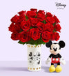 Disney Mickey Mouse & Minnie Mouse in Love Vase with Red Roses, 24 Stems